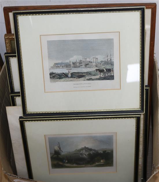 A painted and silkwork picture of Mrs Fitzherbert, 28 x 22cm and a group of assorted local Brighton and Environs prints